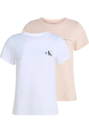 Calvin Klein 2-Pack Monologo Slim Tee Tops T-shirts & Tops Short-sleeved White