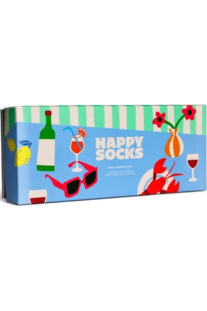 Happy Socks 4-Pack Fancy Dinner Socks Gift Set Underwear Socks Regular Socks Blue
