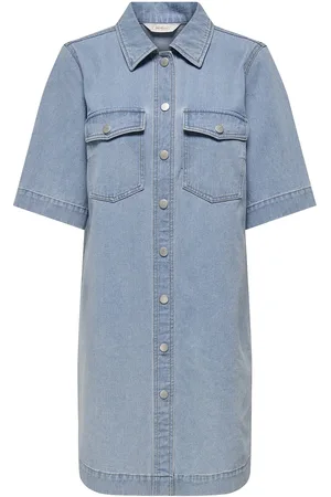 ONLY Onlbelle S/S Button Dress Dnm Gua Noos Dresses Shirt Dresses Blue