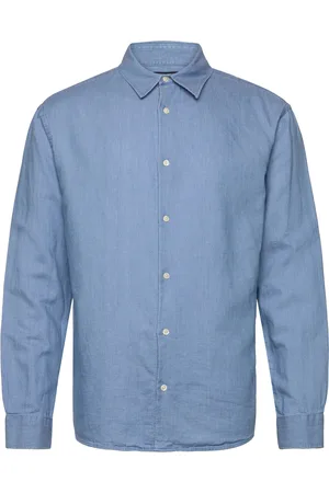 Lexington Loose Indigo Linen/Tencel Shirt Tops Shirts Casual Shirts Blue