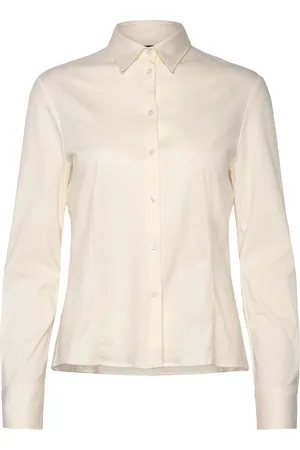 HUGO BOSS Birdie_Tuesday Tops Blouses Long-sleeved Cream