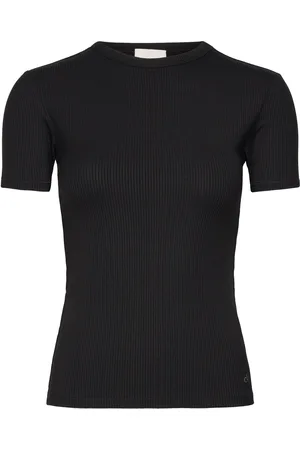 Calvin Klein Modal Rib Slim Ss Top Tops T-shirts & Tops Short-sleeved Black