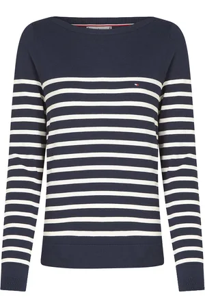 Tommy Hilfiger Co Jersey Stitch Boat-Nk Sweater Tops Knitwear Jumpers Navy