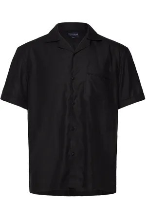 Lexington Camp Lyocell Shirt Tops Shirts Short-sleeved Shirts Black
