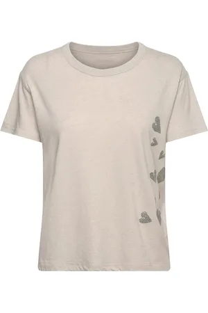 Zadig & Voltaire Marta Pcl Rain Strass Heart Designers T-shirts & Tops Short-sleeved Beige