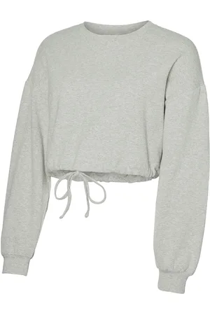 Mama;licious Mlmanon L/S Crop Sweat Top Tops Sweat-shirts & Hoodies Sweat-shirts Grey