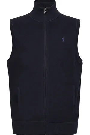 Ralph Lauren Mesh-Knit Cotton Full-Zip Sweater Vest Tops Knitwear Knitted Vests Navy