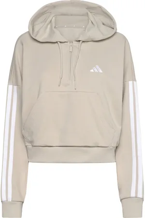 adidas W 3S Ft Qz Hd Sport Women Sport Clothing Sport Sweat-shirts & Hoodies Sport Sweat-shirts Beige