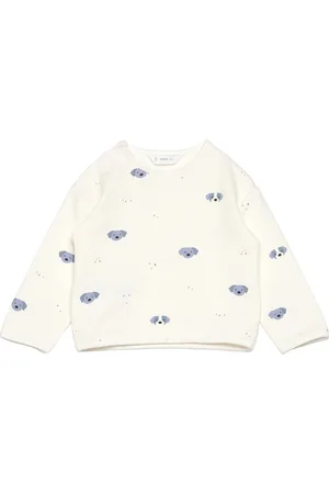 MANGO Printed Cotton Sweatshirt Tops Sweat-shirts & Hoodies Sweat-shirts White