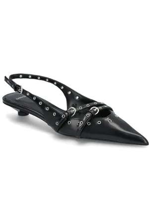 MANGO Die-Cut Kitten Shoes Shoes Sling Backs Heeled Slingbacks Black