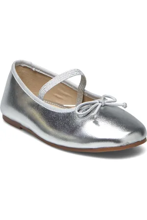MANGO Metallic Ballet Flats Ballerinat Silver