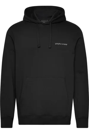 Lyle & Scott Loopback Embroidered Hoodie Tops Sweat-shirts & Hoodies Hoodies Black