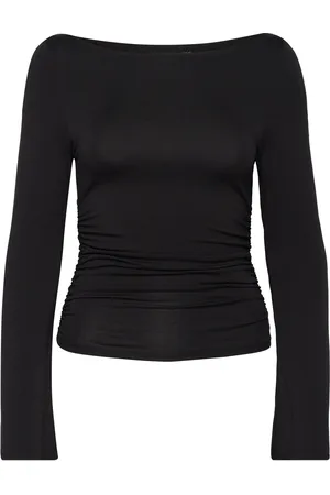 Gina Tricot Soft Touch Boatneck Top Tops T-shirts & Tops Long-sleeved Black