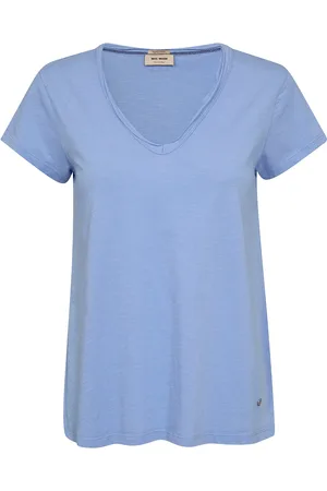 Mos Mosh Mmtulli V-Ss Basic Tee Tops T-shirts & Tops Short-sleeved Blue