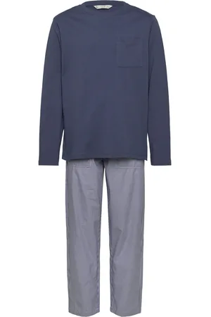 MANGO Striped Cotton Long Pyjama Pyjamasetti Pyjama Navy