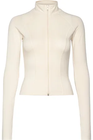Gina Tricot Soft Touch Zip Jacket Tops T-shirts & Tops Long-sleeved Cream