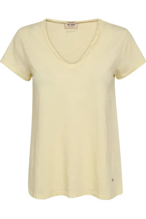 Mos Mosh Mmtulli V-Ss Basic Tee Tops T-shirts & Tops Short-sleeved Yellow