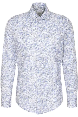 Seidensticker Business Kent Tops Shirts Pattern Shirts Blue