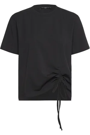 French Connection Rallie Cotton Rouched T-Shirt Tops T-shirts & Tops Short-sleeved Black