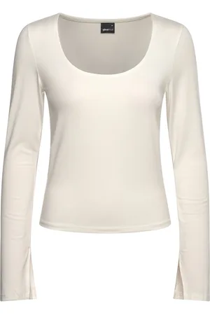 Gina Tricot Soft Touch Jersey Top Tops T-shirts & Tops Long-sleeved Cream