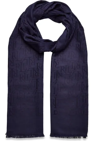 Ralph Lauren Logo Cotton-Blend-Jacquard Scarf Accessories Scarves Lightweight Scarves Navy