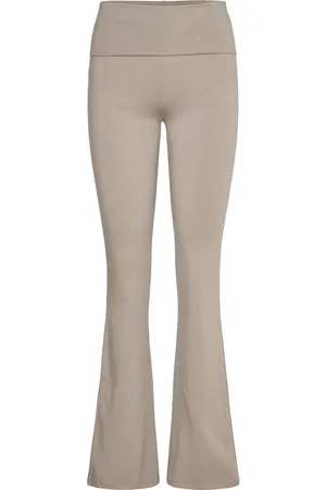 Gina Tricot Soft Touch Folded Trouser Bottoms Trousers Flared Beige