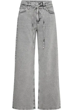 Monki Low Waisted Relaxed Twill Trousers Bottoms Jeans Wide Grey