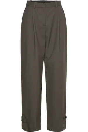 MANGO Butt D-Hem Wideleg Trousers Bottoms Trousers Suitpants Brown