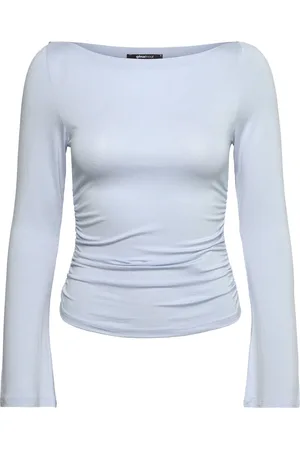 Gina Tricot Soft Touch Boatneck Top Tops T-shirts & Tops Long-sleeved Blue