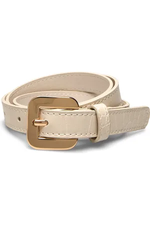 MANGO Croco Leather-Effect Belt Vyö Beige