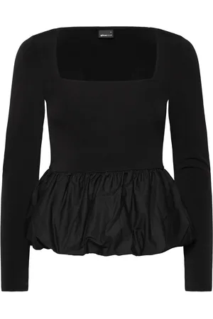 Gina Tricot Peplum Top Tops T-shirts & Tops Long-sleeved Black