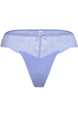 Lindex Brief Thong Reg Lacy Back Vale Stringit Alusvaatteet Blue