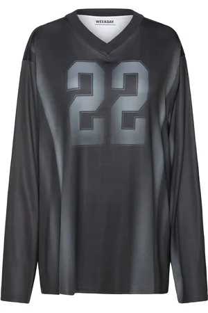Weekday Sports V Neck Long Sleeve Tops T-shirts & Tops Long-sleeved Black