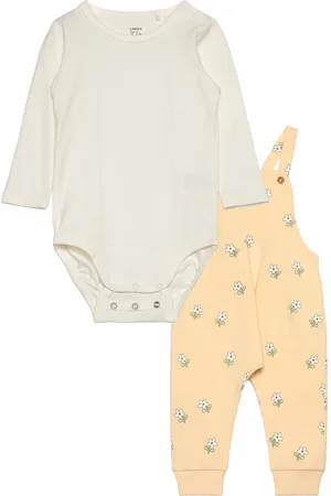 Lindex Set Body Dungerees Flowers Sets Sets With Body Yellow