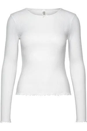Lindex Top Pointelle With Lettuce Edg Toppi White