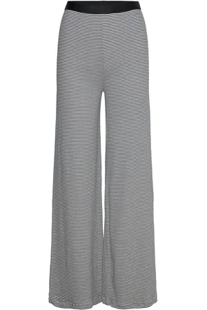 Mads Norgaard 2X2 Cotton Stripe Velon Pants Bottoms Trousers Wide Leg Black