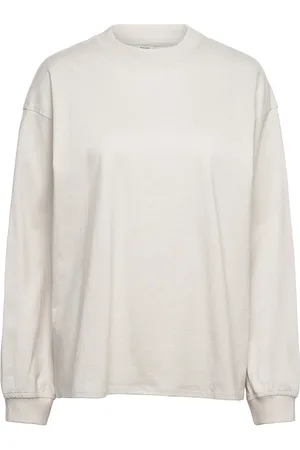 Monki Over D Long Sleeve T-Shirt Tops Sweat-shirts & Hoodies Sweat-shirts Cream