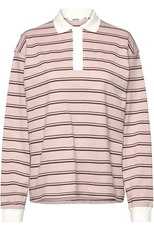 Monki Long Sleeve Rugby Polo Top Tops T-shirts & Tops Polos Pink