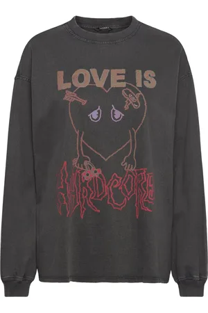 Monki Over D Long Sleeve T-Shirt Tops Sweat-shirts & Hoodies Sweat-shirts Black