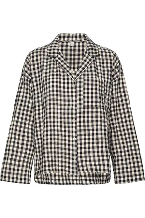 Lindex Pyjama Shirt Seersucker Toppi Black