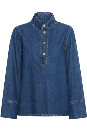 My Essential Wardrobe Hilmamw 171 Boxy Blouse Tops Shirts Denim Shirts Blue