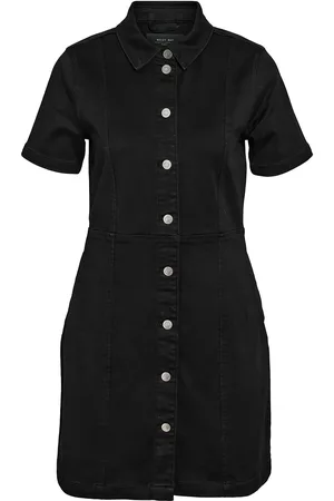 Noisy May Nmnisa S/S Slim Denim Dress Vi526Bl Noos Lyhyt Mekko Black