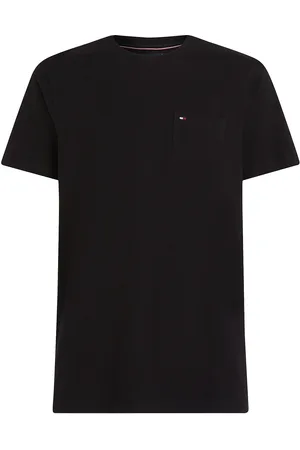Tommy Hilfiger Essential Solid Pocket Tee Tops T-shirts Short-sleeved Black