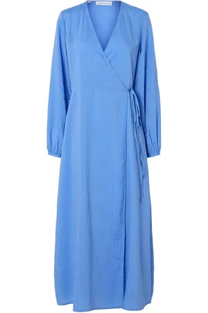 SELECTED Slflucia-Susie Ls Ankle Wrap Dress B Maksimekko Juhlamekko Blue
