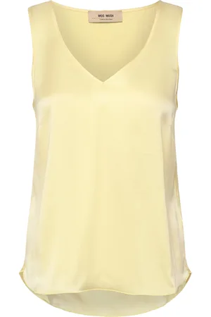 Mos Mosh Mmastrid V-Neck Silk Tank Top Tops Blouses Sleeveless Yellow