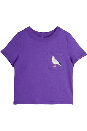 Mini Rodini Seagull Emb Ss Tee Tops T-shirts Short-sleeved Purple