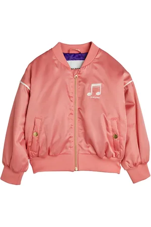 Mini Rodini Note Chenille Satin Baseball Jacket Ohut Takki Kuoritakki Pink