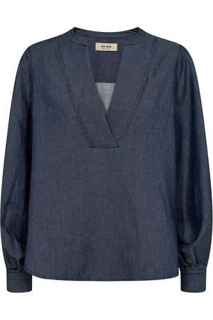 Mos Mosh Mmyen Denim Blouse Tops Blouses Long-sleeved Blue