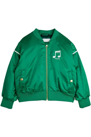 Mini Rodini Note Chenille Satin Baseball Jacket Ohut Takki Kuoritakki Green