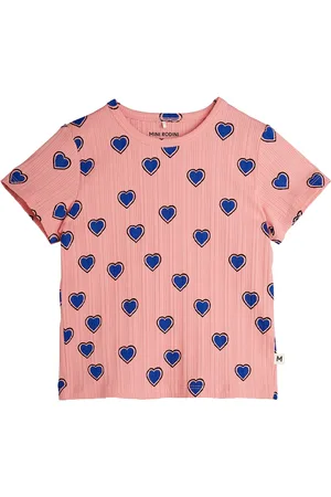 Mini Rodini Outlined Hearts Aop Ss Tee Tops T-shirts Short-sleeved Pink